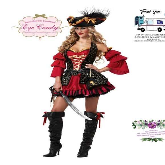 🆕Eye Candy Pirate Sexy Spanish Womens XXL14-16 Deluxe Cali Costume Set NIP! - Picture 2 of 16